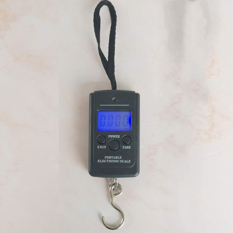 Shining House - Tragbare Personenwaage mit hintergrundbeleuchtetem LCD-Display, 40 kg, elektronische Waage, Gepäckwaage (schwarz)