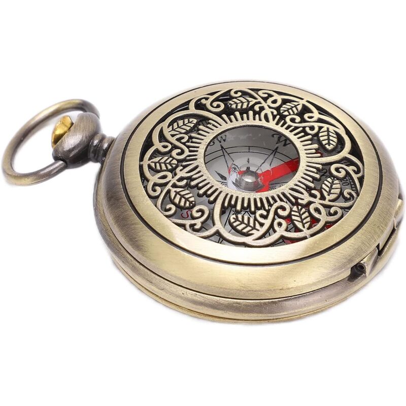 Shining House - Wanderkompass, stoßfestes und wasserdichtes Messing-Campingwerkzeug, Metalltasche, Kompass für Kinder, Wandern, Camping, Jagd