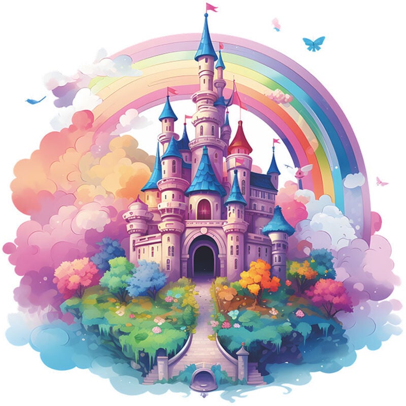 SHINING HOUSE Wandtattoo Schloss, märchenhaftes Regenbogenschloss Wandtattoo, Wandtattoo für Kinderzimmer, Mädchenzimmerdekoration