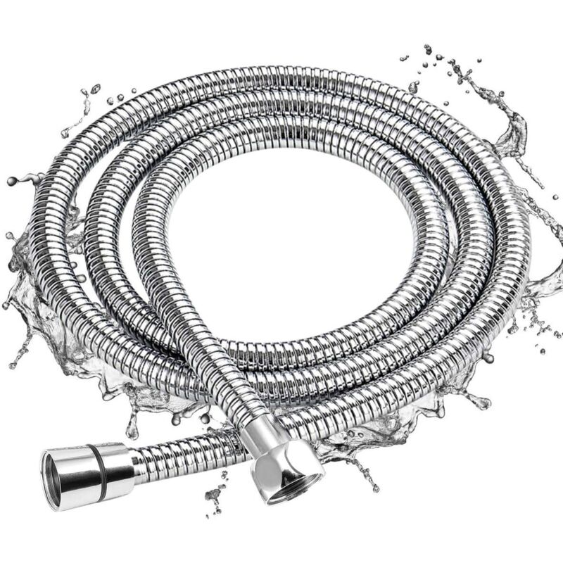 ZVD - Shower Hose 2M, Chrome Flexible Universal Shower Hose Expandable Stainless Steel Hose Anti-Explosion, Anti-Twist and Anti-Corrosion
