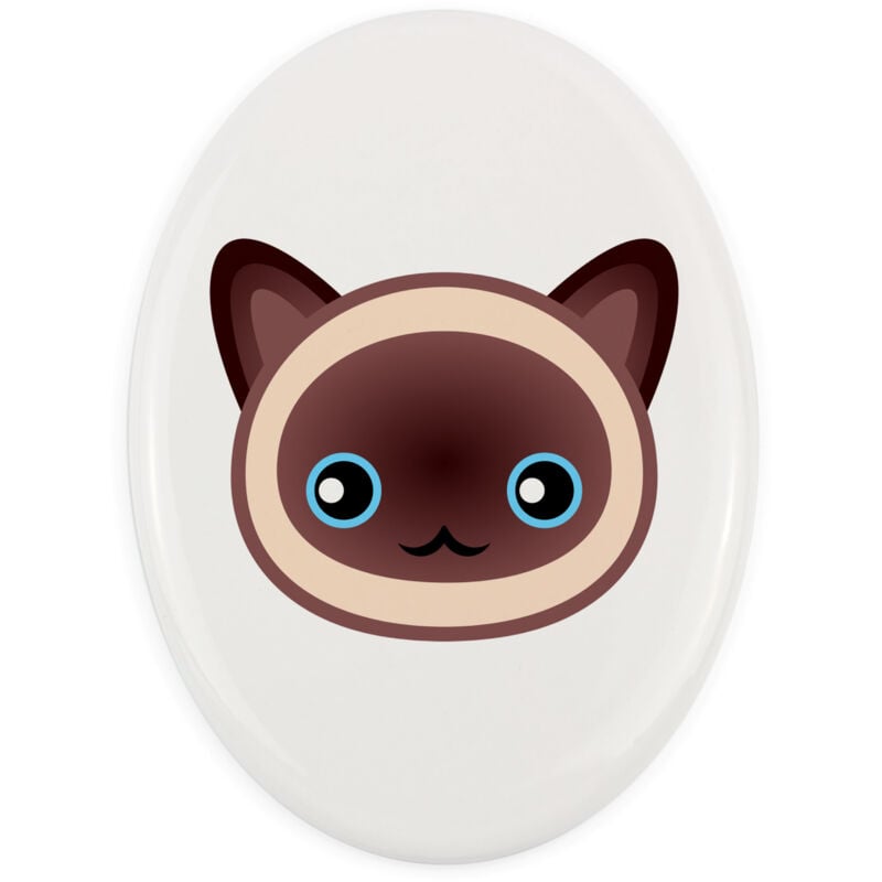 Siamesen - Grabsteinfliese aus Keramik mit Grafik und Inschrift von Art-Dog