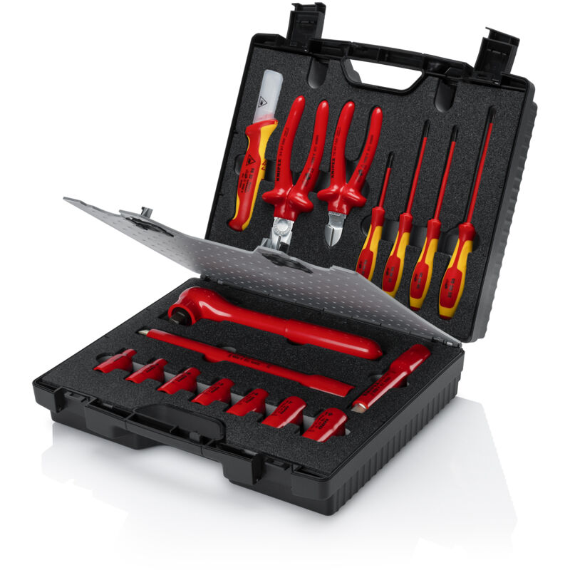 Knipex - 98 99 11 Kompaktkoffer 17-teilig mit isolierten Werkzeugen für Arbeiten an elektrischen Anlagen
