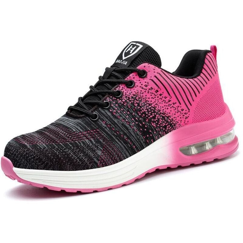 Sicherheits-Sneaker, Arbeits-Sneaker mit Stahlkappe, leichte, bequeme Sicherheitsschuhe, Industrie-Arbeits-Sneaker mit Luftpolster, Farbe: Pink,