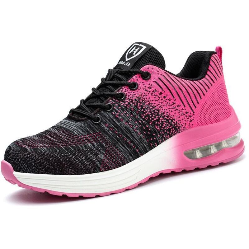 Sicherheits-Sneaker, Arbeits-Sneaker mit Stahlkappe, leichte, bequeme Sicherheitsschuhe, Industrie-Arbeits-Sneaker mit Luftpolster, Farbe: Pink,