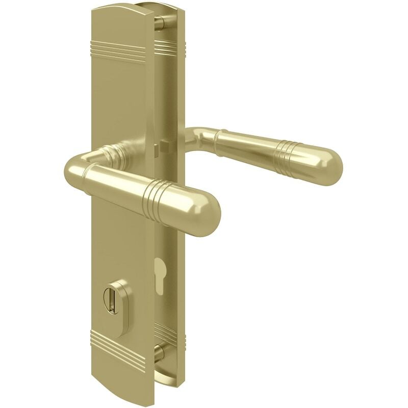 Ms Beschläge - Sicherheits- Türbeschlag Schutzbeschlag Messing Optik Drücker/Drücker din 10/92