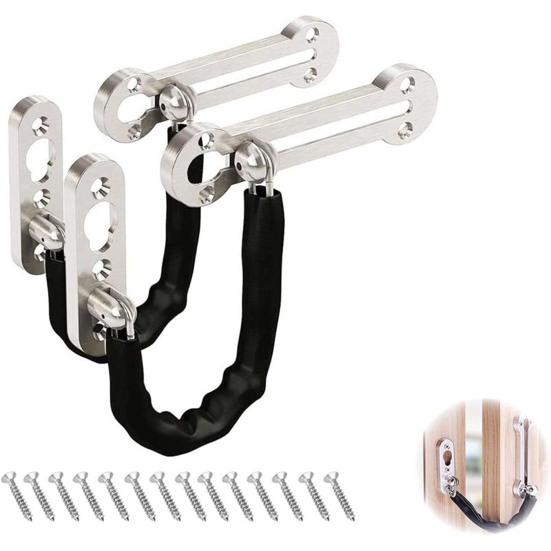 Sicherheitsketten, Diebstahlsicherung aus Edelstahl, Türriegelkette, Sicherheitstürkette für Familien, Hotels, Apartments, 2 Zimmer