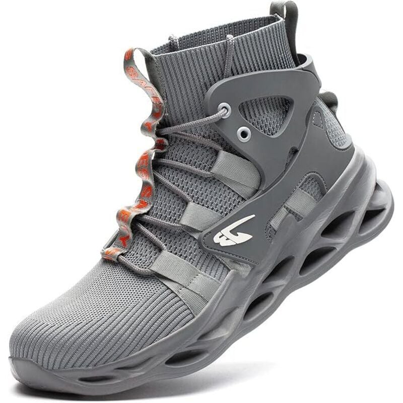 Ugreat - Sicherheitsschuh Herren Damen Leichter High-Top-Sicherheitssneaker S3 Atmungsaktive Arbeitsschuhe Stahlkappe - Grau 44EU 27cm,AAFGVC