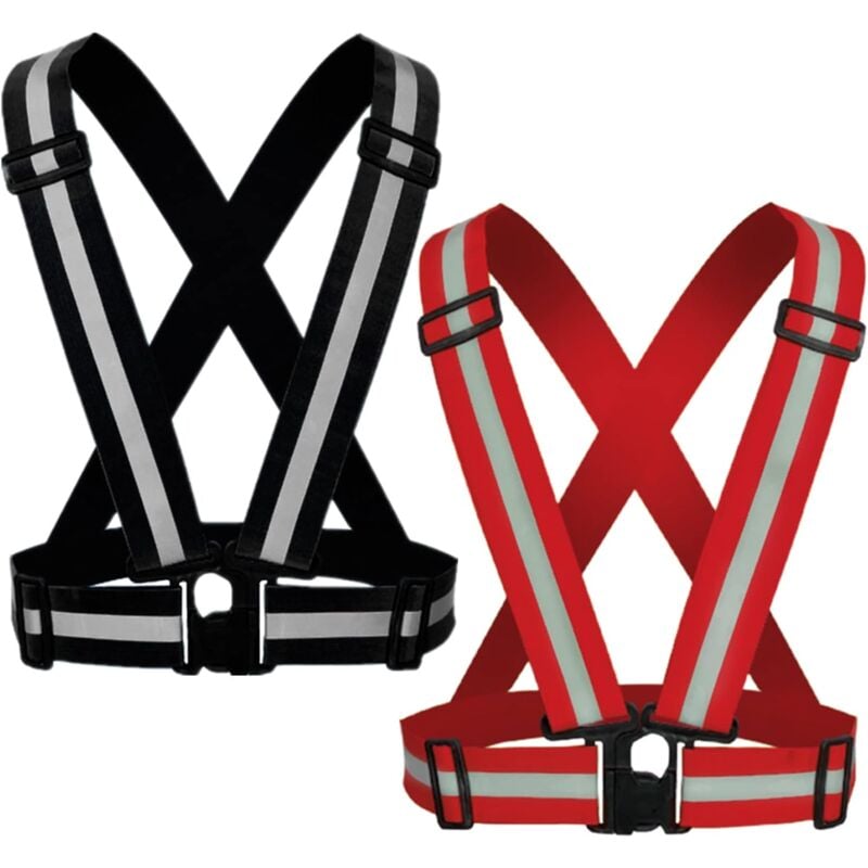 Sicherheitsweste mit reflektierendem Riemen – 2er-Pack verstellbare, gut sichtbare, reflektierende Laufwesten für Damen und Herren bei Nacht