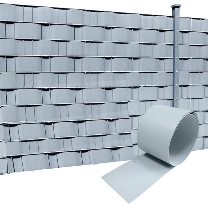 Sichtschutzstreifen 10x Hart PVC Sichtschutzfolie 2,5m x 19cm Sichtschutz Zaun Rolle Blickdicht Doppelstabmattenzaun Sichtschutz Windschutz, Grau