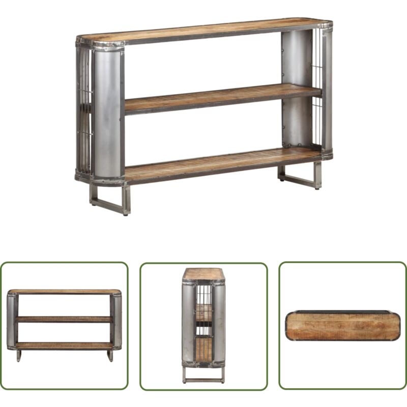 The Living Store Sideboard 120x30x73 cm Massivholz Mango - Holz Sideboard - Industriel Stil - Mangoholz Sideboard - Wohnzimmer Dekoration - Regal