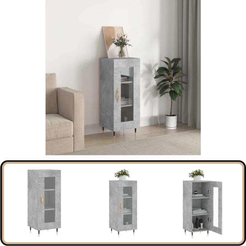 Sideboard Betongrau 34,5x34x90 cm Holzwerkstoff - Schreibtisch - Wohnzimmermöbel - Sideboard - Regal - Holz Sideboard