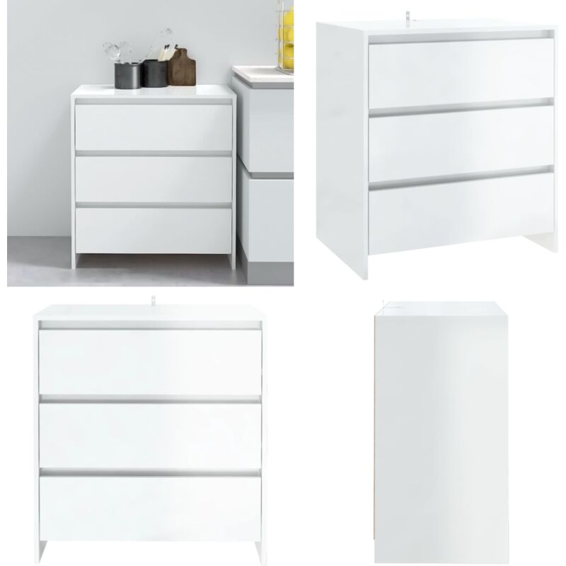 Sideboard Hochglanz-Weiß 70x41x75 cm Holzwerkstoff - Schreibtisch - Wohnzimmermöbel - Sideboard - Regal - Weißes Möbelstück - Home & Living