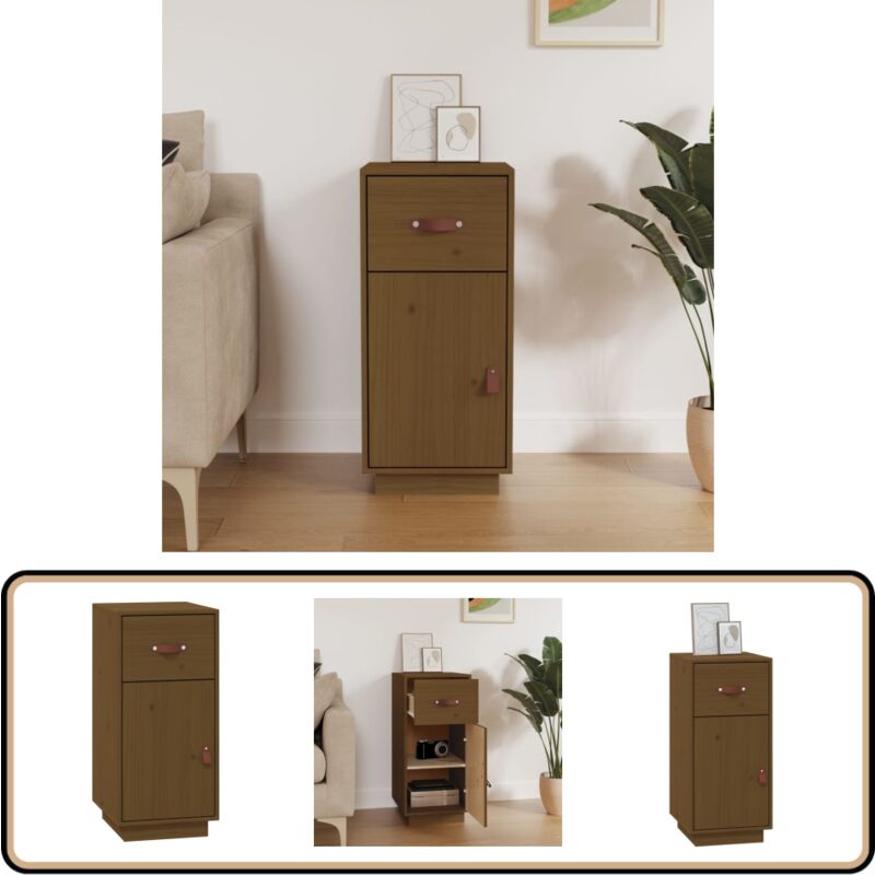 Sideboard Honigbraun 34x40x75 cm Massivholz Kiefer - Holz Sideboard - Massives Kiefernholz - Sideboard Mit Schubladen - Wohnraum Dekoration - Regal