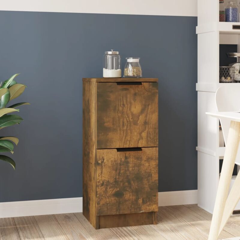 Sideboard Kommode für Wohnzimmer Küche Räuchereiche 30x30x70 cm Holzwerkstoff DE40770