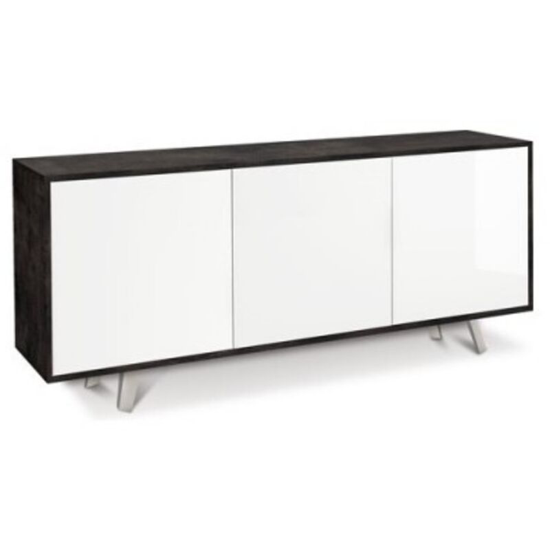 Sideboard mit drei Türen Schwarz Hochglanz Weiß 177x41x H74 cm
