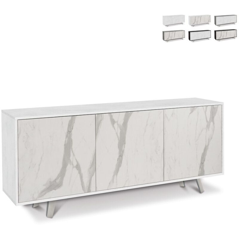 Sideboard mit drei Türen aus Ossido White Marble 177x41x h74 cm