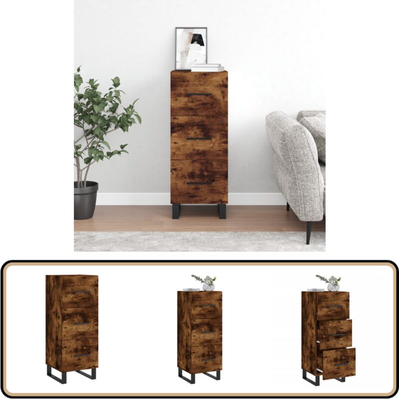 Sideboard Räuchereiche 34,5x34x90 cm Holzwerkstoff - Sideboard - Wohnzimmertisch - Regal - Holzmöbel - Holz Sideboard