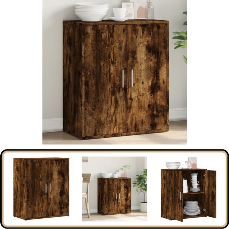 Sideboard Räuchereiche 60x31x70 cm Holzwerkstoff - Holz Sideboard - Wohnzimmer Möbel - Regal - Sideboard Braun - Schreibtisch Organisieren