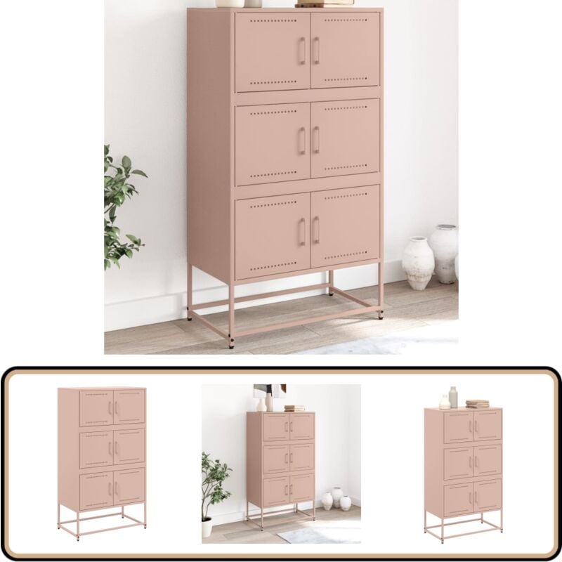 Sideboard Rosa 68,5x38,5x123,5 cm Stahl - Industrielles Sideboard - Rosa Sideboard - Metall Sideboard - Wohnwand Regal - Aufbewahrungsschrank