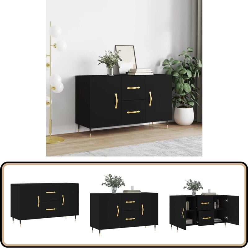 Sideboard Schwarz 100x36x60 cm Holzwerkstoff - Schreibtisch - Wohnzimmermöbel - Sideboard Schwarz - Holz Sideboard - Regal
