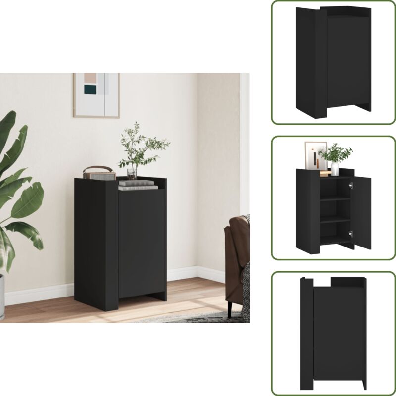 Sideboard Schwarz 45x35x75 cm Holzwerkstoff - Schreibtisch - Sideboard - Wohnzimmermöbel - Moderner Schrank - Schwarz Sideboard