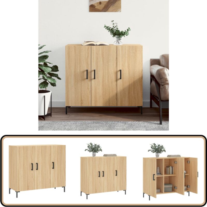 Sideboard Sonoma-Eiche 90x34x80 cm Holzwerkstoff - Sideboard - Wohnzimmermöbel - Holz Sideboard - Eichefarben - Regal