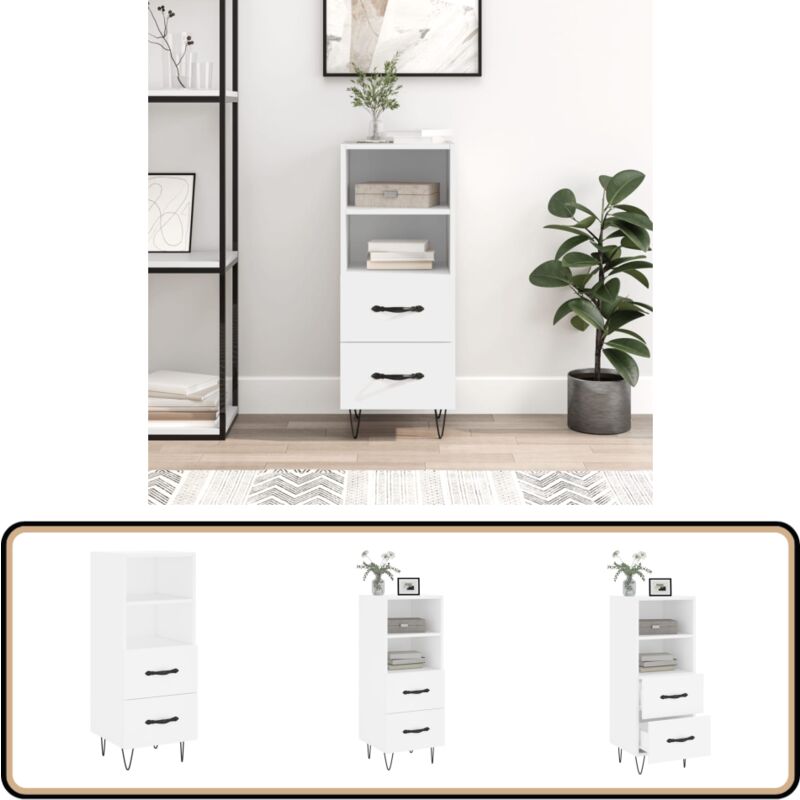 Sideboard Weiß 34,5x34x90 cm Holzwerkstoff - Schreibtisch - Wohnzimmermöbel - Sideboard - Regal - Weißer Sideboard