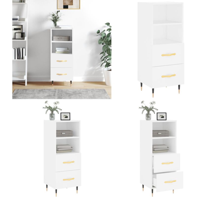 Sideboard Weiß 34,5x34x90 cm Holzwerkstoff - Schreibtisch - Wohnzimmermöbel - Sideboard Weiß - Regal - Holz Sideboard - Home & Living