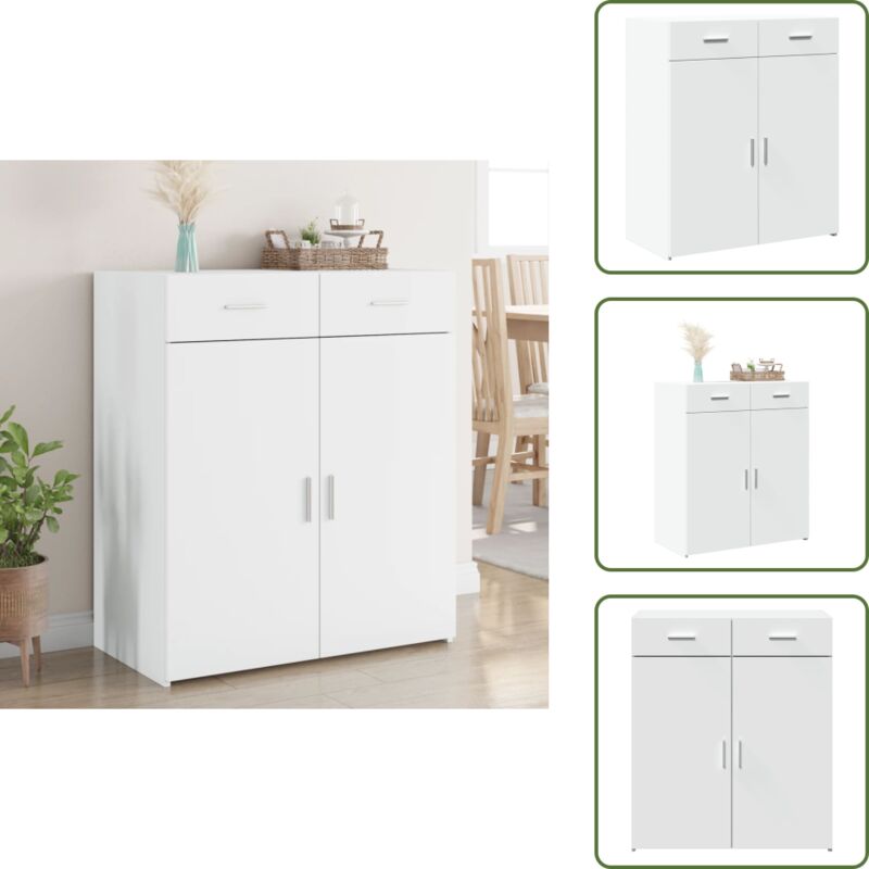 Sideboard Weiß 80x42,5x93 cm Holzwerkstoff - Schreibtisch - Sideboard - Wohnraumgestaltung - Holz Sideboard - Weißer Schrank