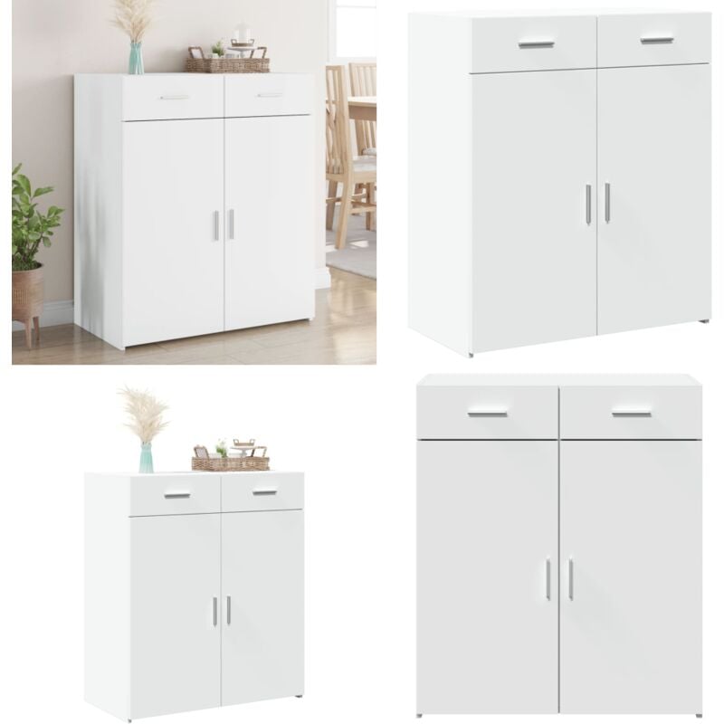 Sideboard Weiß 80x42,5x93 cm Holzwerkstoff - Schreibtisch - Sideboard - Wohnraumgestaltung - Holz Sideboard - Weißer Schrank - Home & Living