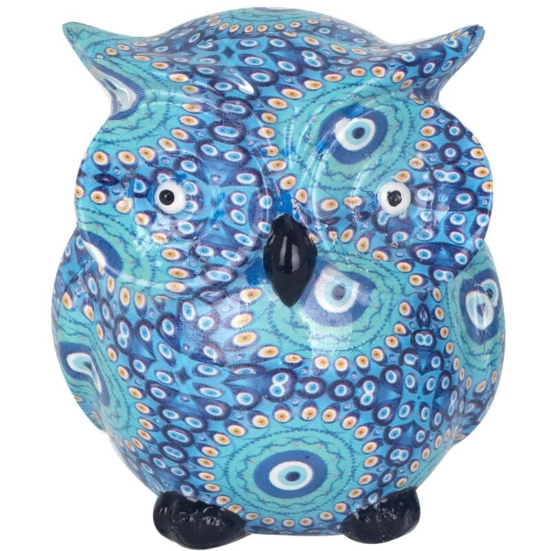 Große blaue Eule aus Kunstharz für Heimdekoration und originelle Geschenke