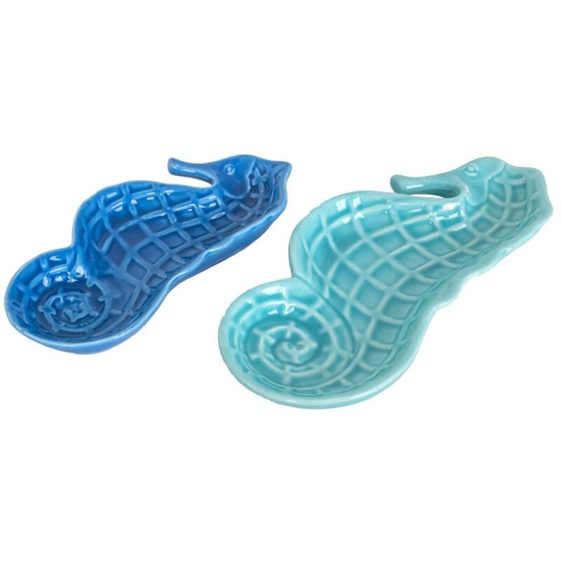 Signes Grimalt - Seepferdchen-Tabletts aus Keramik – Set mit 2 dekorativen Tabletts für Zuhause und einzigartige Geschenke