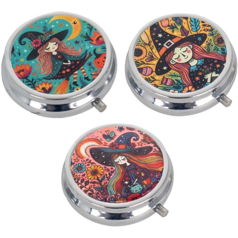 Signes Grimalt - Mehrfarbige Hexen-Pillendose mit Erklärungen – Organizer für Medikamente und Nahrungsergänzungsmittel als originelles und