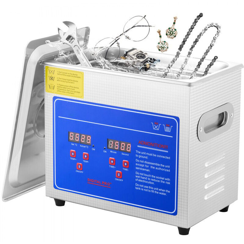 SIHAO 3L Edelstahl Ultraschallreinigung Ultraschallreinigungsmaschine Digitale Heizung Timer Schmuckreinigung