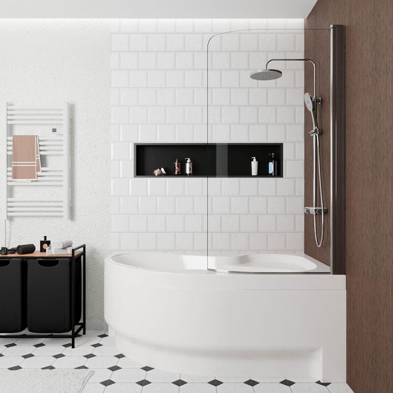 160x100 cm Fortuna Plus Eckbadewanne aus Acryl, rechts + Schürze + Badewannenabtrennung + Füße, weiß (FO1600PPLUS-SETP1) - Siko