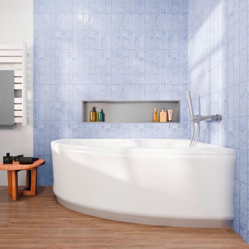 160x95 cm Laguna Luiza Acryl Eckbadewanne, rechts + Schürze 160 cm + Füße, weiß (LU1600P-SET1) - Siko