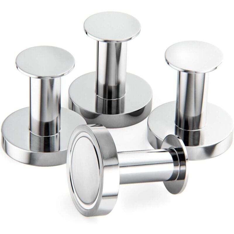 Silberne magnetische Garderobe zum Aufhängen von Mänteln und Taschen, 4 extrem starke Wandhaken, Garderobe für die Tür mit seltenem