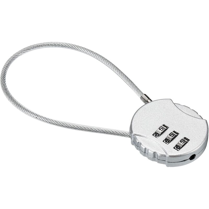 Silbernes Zahlenschloss, 3,7 cm breit und 5 cm hoch, mit einem dreistelligen, zurücksetzbaren Zahlenschloss für Reisetaschen.