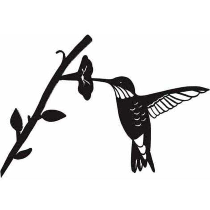 Silhouette d'oiseau en métal - Silhouette d'oiseau en fer forgé noir, oiseau sur une branche, décoration murale colibri, convient pour la maison, le