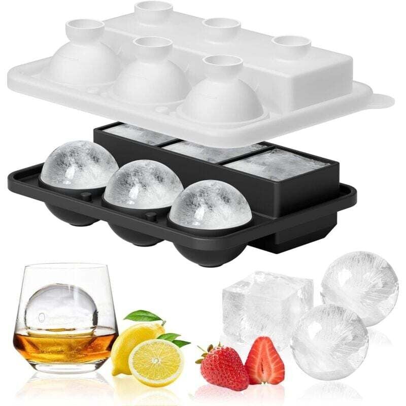 Silikon-Eiswürfelform und quadratische Form für Whisky, Cocktails und selbstgemachte Getränke, mit Deckel und Trichter zum einfachen Entformen.