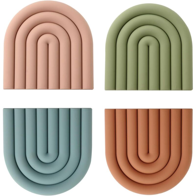 Silikon-Ofenhandschuhe, Untersetzer, farbenfrohe Topfschoner, hitzebeständig, rutschfest, für Töpfe, Tassen, Schüsseln und mehr, Dekorationen