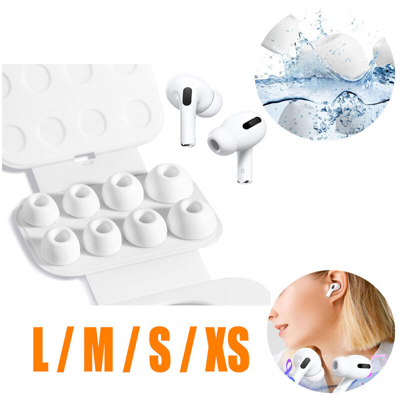 Silikontips 4 Paar Ersatz-Ohrstöpsel Silikon Tips für Airpods Pro/Airpods Pro 2 Aufsätze mit Loch zur Geräuschreduzierung, rutschfeste weiche Silikon