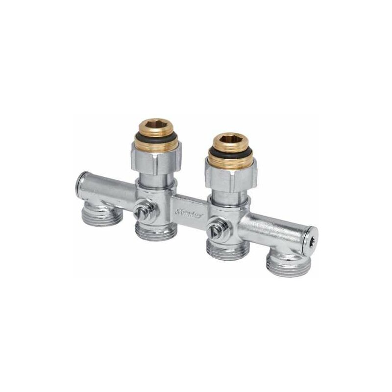 Le Sanitaire - Simplex 4-fach Hahnblock Durchgang für Heizkörper mit Muffengewinde ½'' DN15 F10058