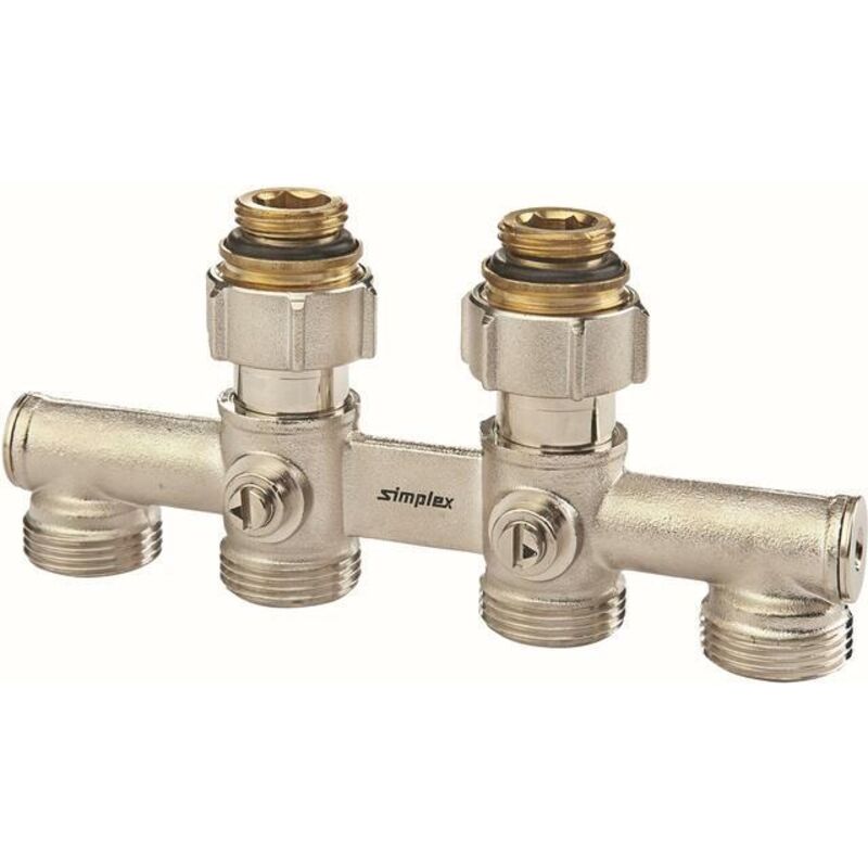 Le Sanitaire - Simplex 4-fach Hahnblock Durchgang für Heizkörper mit Muffengewinde ½'' DN15 F10058