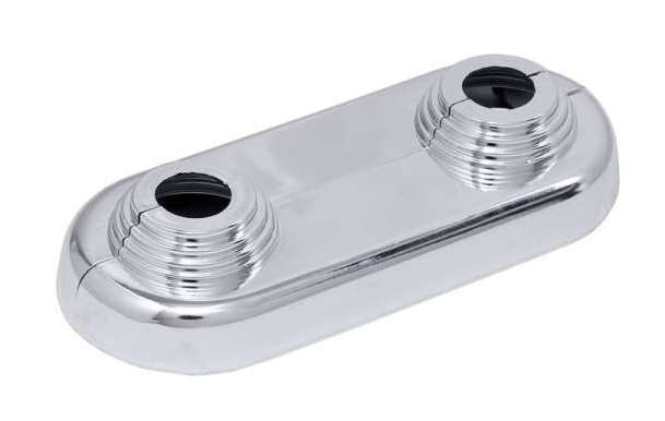 Simplex - pvc Doppelrosette Wandrosette Kunststoff chrom für Rohre Ø10-22mm Achsabstand 50mm F44234