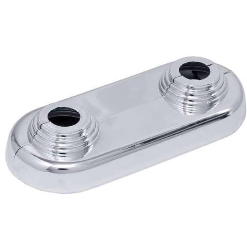 Simplex - pvc Doppelrosette Wandrosette Kunststoff chrom für Rohre Ø10-22mm Achsabstand 50mm F44234