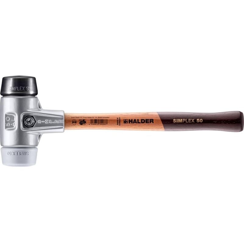 SIMPLEX-Schonhammer, Gummikomposition / TPE-mid mit Aluminiumgehäuse und hochwertigem Holzstiel D=50 mm 3123.050