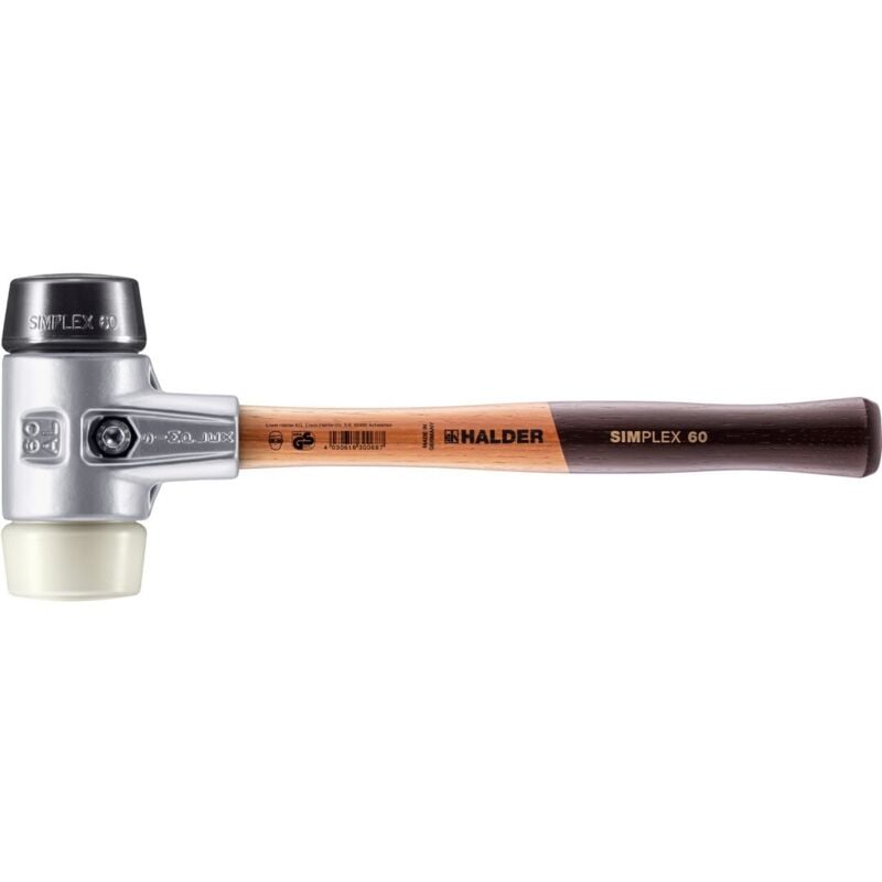 SIMPLEX-Schonhammer, Gummikomposition / Nylon mit Aluminiumgehäuse und hochwertigem Holzstiel D=60 mm 3128.060