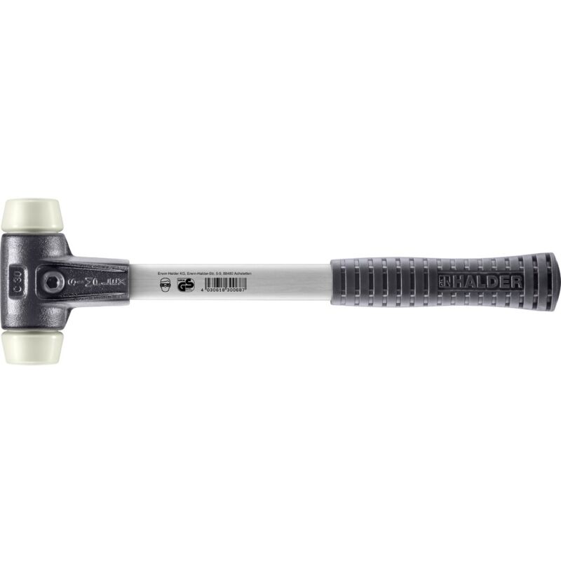 SIMPLEX-Schonhammer, Nylon mit verstärktem Tempergussgehäuse und Fiberglasstiel D=30 mm 3708.030