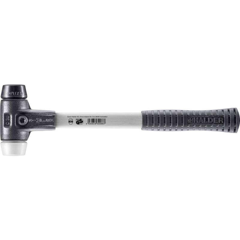 SIMPLEX-Schonhammer, Gummikomposition / Superplastik mit verstärktem Tempergussgehäuse und Fiberglasstiel D=30 mm 3727.030
